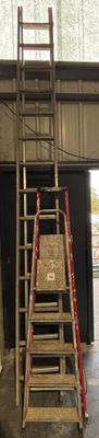 a ladder that is leaning against the wall