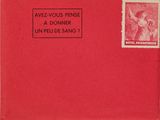 a red envelope with a stamp on the front of it