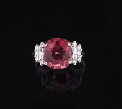 a pink tourmaline and diamond ring