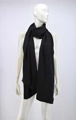 John GALLIANO - Étole XL en crêpe de soie noire partiellemen…