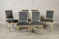 Six chaises en bois naturel peint blanc,, l'assise et le dos… (photo 3)