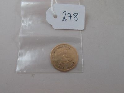 a small coin in a bag with a price tag on it