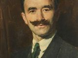 portrait d'un homme en costume-cravate, portant une moustache