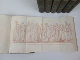 an old book with a drawing of a group of people on it