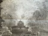 an old picture of a fireworks is lit up in the sky