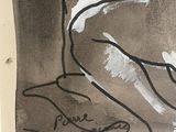 a drawing of a woman sitting on a chair