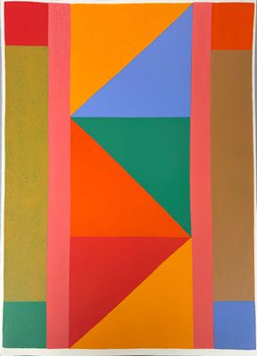 une peinture représentant un carré aux couleurs variées