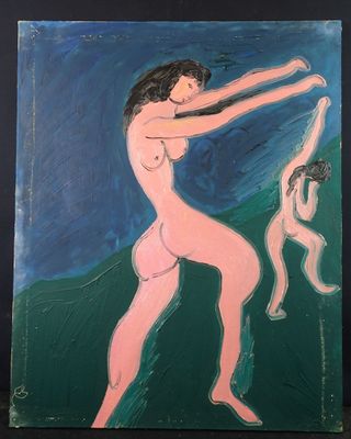 a painting of a woman holding a child in her arms