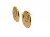 gold plated coin stud earrings on a white background
