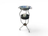 an image of a blue and white bowl on a stand