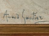 an image of a painting of a man in a suit and tie with a name written on it