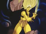 a woman that is holding a sword in her hand