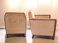 Paire de fauteuils en velours ciselé moderne à motifs géomét… (photo 2)