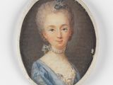 portrait of a woman in a blue dress with a tiable