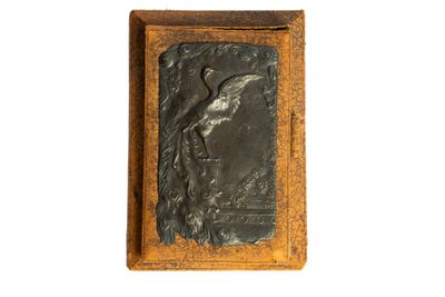 Bloc note en cuir orné d'un couvercle en argent au motif de …