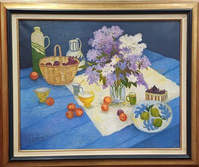 Christian DALIBERT (1946) "Nature morte au bouquet de lilas,…