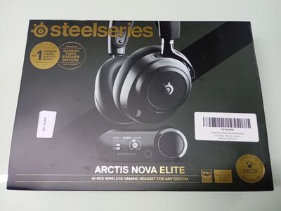 the box of the steelseries arctis nova elite headphones is open