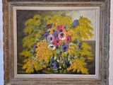 une image d'une peinture de fleurs dans un vase
