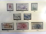 Plusieurs types de timbres sont présentés sur une feuille de papier