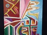 peinture représentant une œuvre abstraite colorée sur fond noir