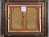 an old picture of a wooden frame with a piece of paper on it