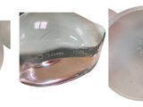 three pictures of a toilet with a lid and a seat