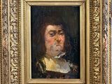 an old painting of a man with a mustache in a gold frame