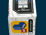 a box with a lego figure on it on a blue background