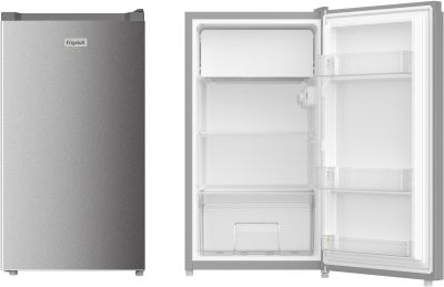 two refrigerators side by side with one open and the other closed