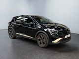 the black suv is parked in a large room with a black floor