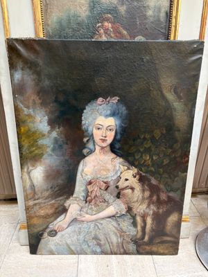 Ecole française du XXème siècle, Portrait de femme et son ch…