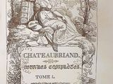 an old book with a drawing of a woman sitting on a stone