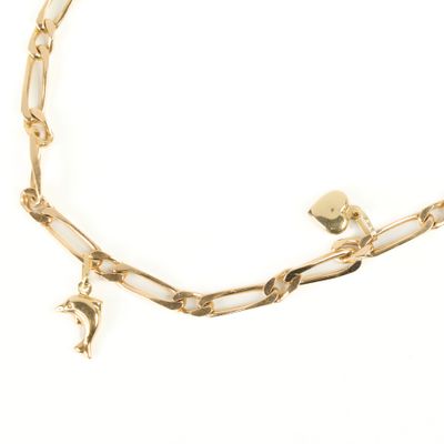 Gourmette en or maille cheval alternée, chaînette de sûreté,… - Photo 1