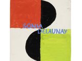 a painting of a black and white and orange square with the word sonia delaunay