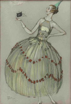 JEAN GABRIEL DOMERGUE (1899-1962) Danseuse au bal masqué sig…