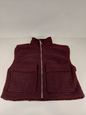 STRADIVARIUS - Gilet sans manches - Matière bouclée bordeaux…