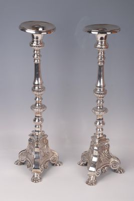 pair of antique silver candlesticks