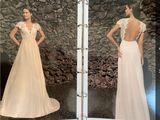 two pictures of a woman in a wedding dress and a woman in a wedding dress