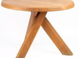 an image of a wooden table with two crossed legs on a white background