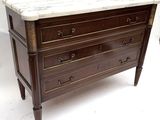 a marble top chest of drawers on a white background