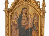 une image d'un tableau représentant une femme tenant un enfant sur ses genoux