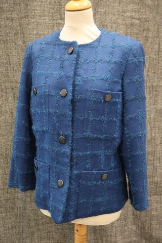 Yves SAINT LAURANT Variation – Veste en laine bleu dur. Taille : ...