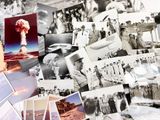 several black and white photos of a bunch of people in military uniforms