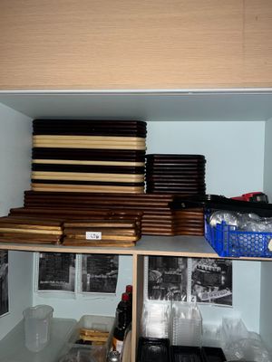 a shelf that has many different types of items on it