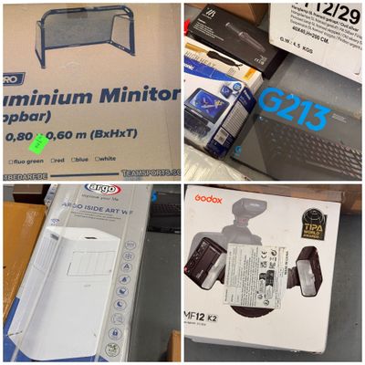 plusieurs photos différentes montrant une boîte contenant des appareils électroniques et une boîte contenant des piles