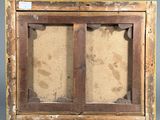 an old wooden frame with a window and a window pane in the middle