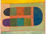 une image représentant un dessin sur papier, représentant un motif abstrait coloré