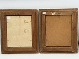 pair of antique wooden picture frames with cork backings