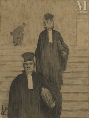 an old drawing of two men standing next to each other