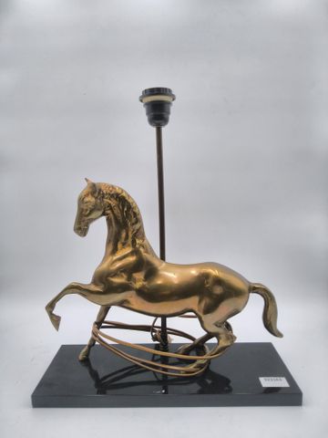 Lampe « cheval » en laiton année 70